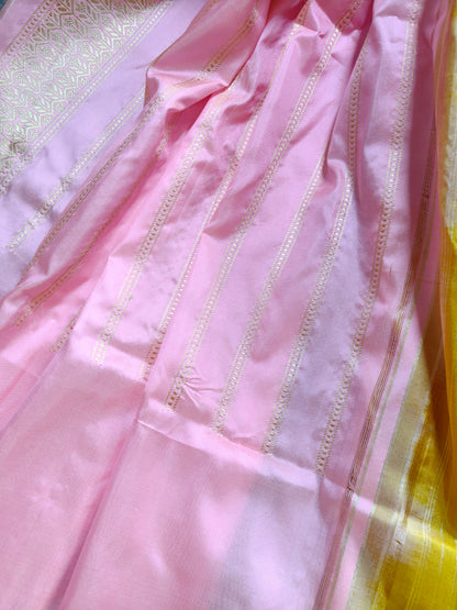 YELLOW SILK PURE HANDLOOM BANARASI SAREE