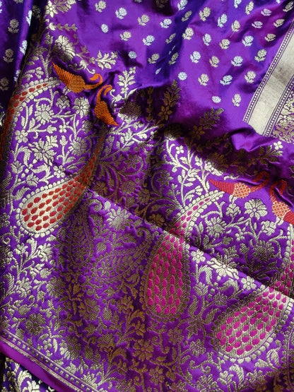 PURPLE SILK PURE HANDLOOM BANARASI SAREE