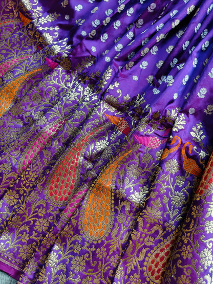 PURPLE SILK PURE HANDLOOM BANARASI SAREE