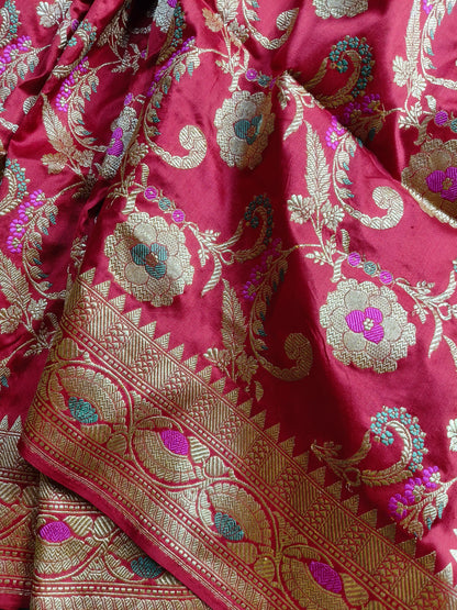RED SILK PURE HANDLOOM BANARASI SAREE