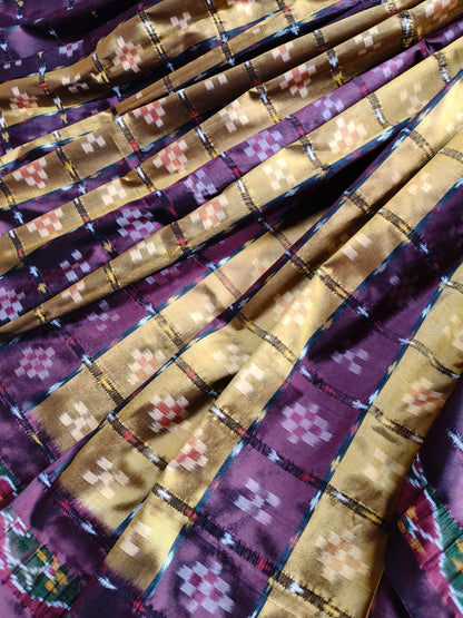 MAROON SILK PURE HANDLOOM IKKAT SAREE