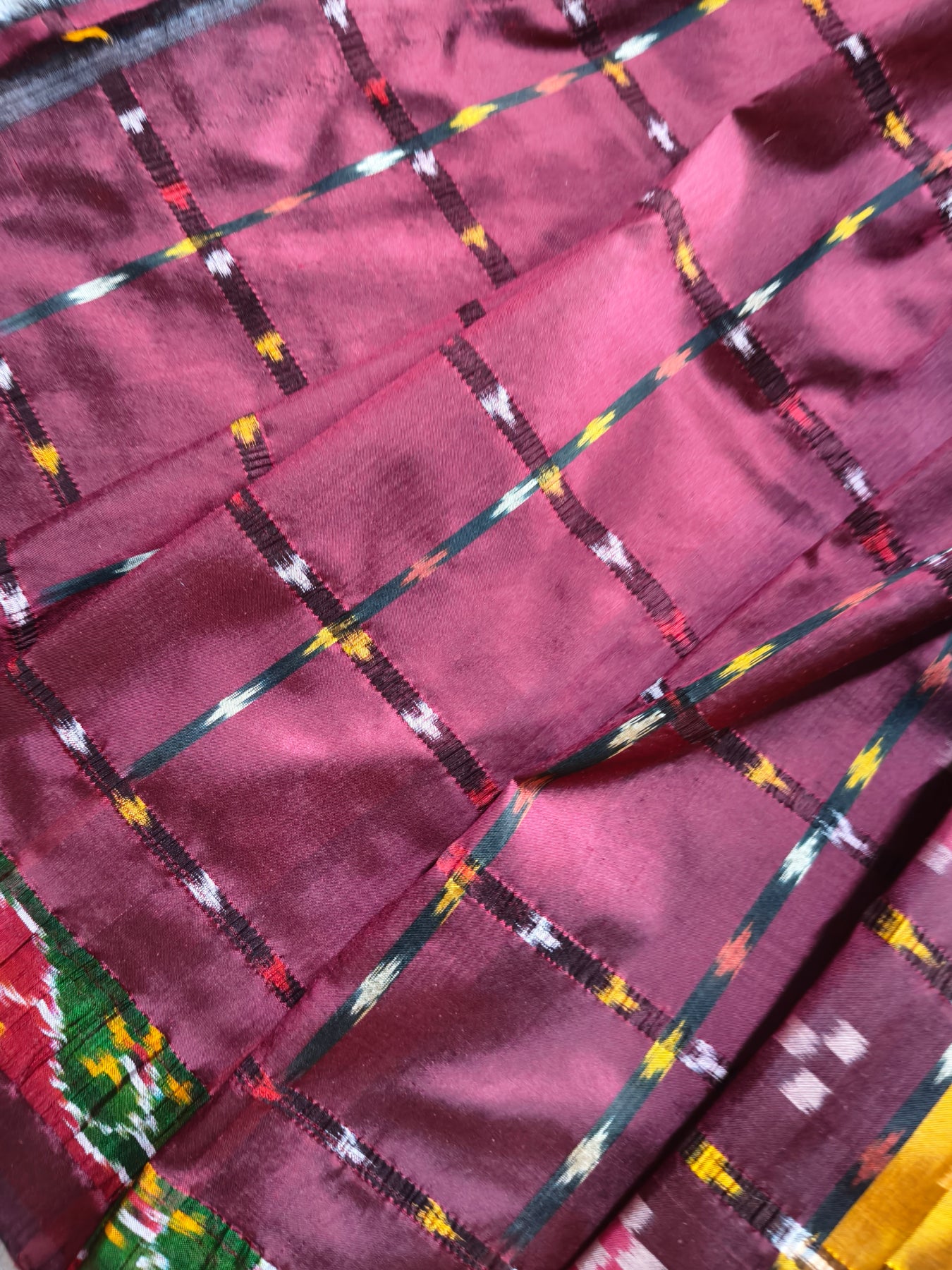 MAROON SILK PURE HANDLOOM IKKAT SAREE