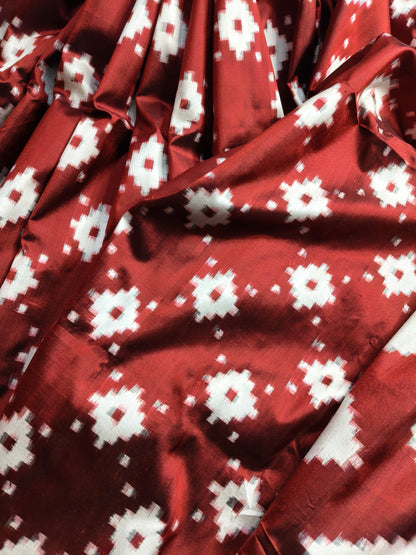 MAROON SILK PURE HANDLOOM DOUBLE IKKAT SAREE
