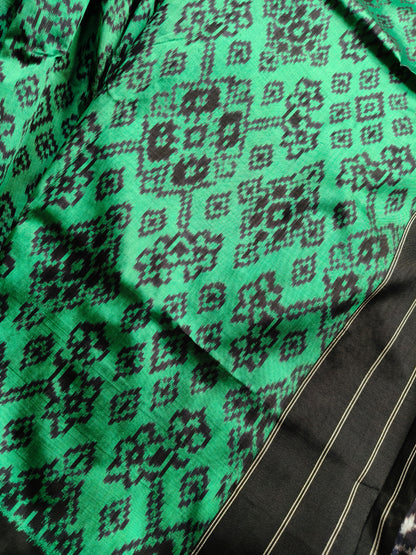 GREEN SILK PURE HANDLOOM  IKKAT SAREE
