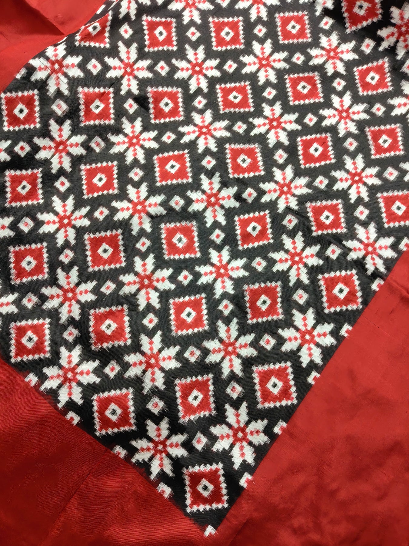 BLACK SILK PURE HANDLOOM DOUBLE IKKAT SAREE