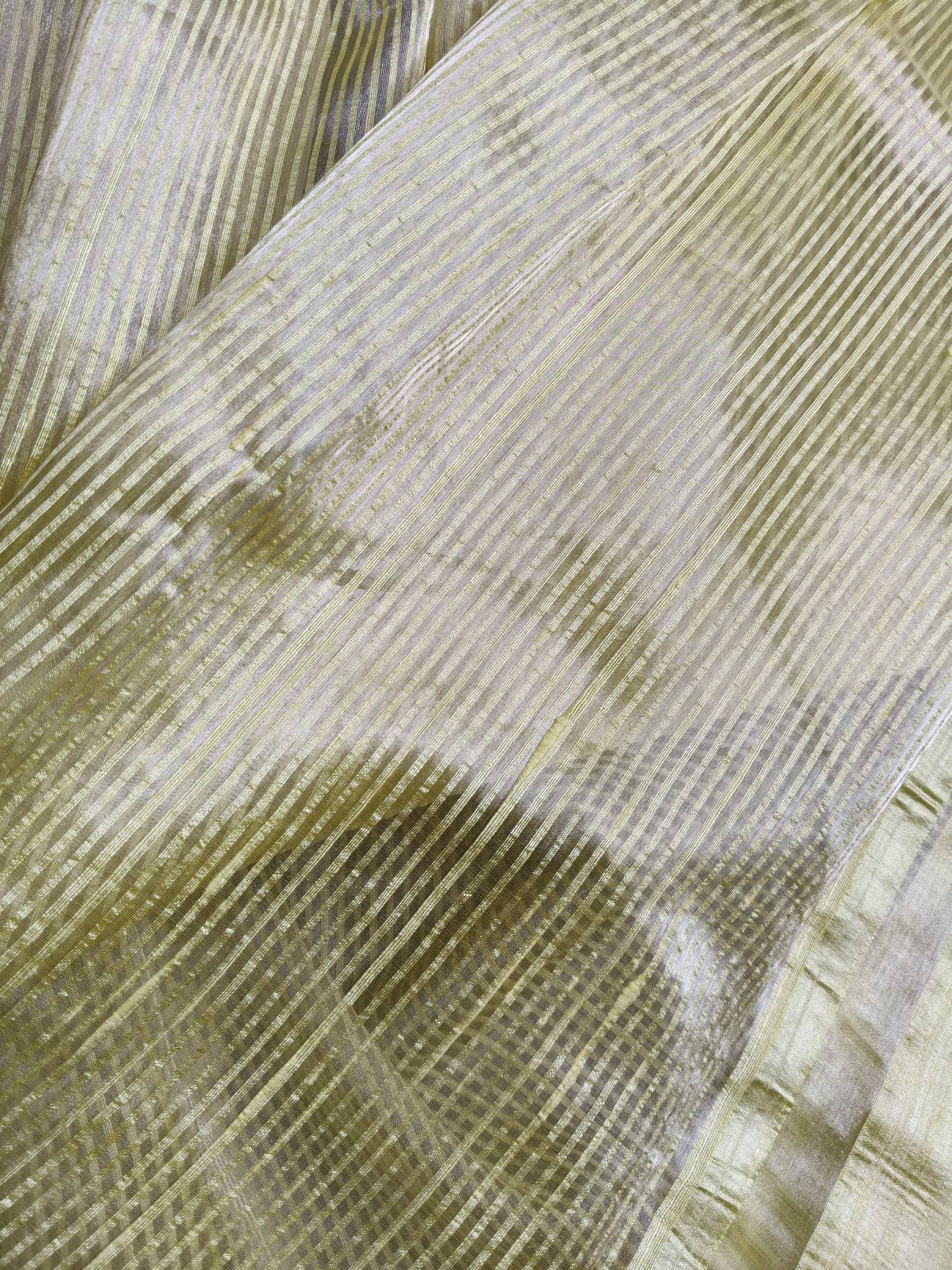 YELLOW ORGANZA PURE HANDLOOM BANARASI SAREE