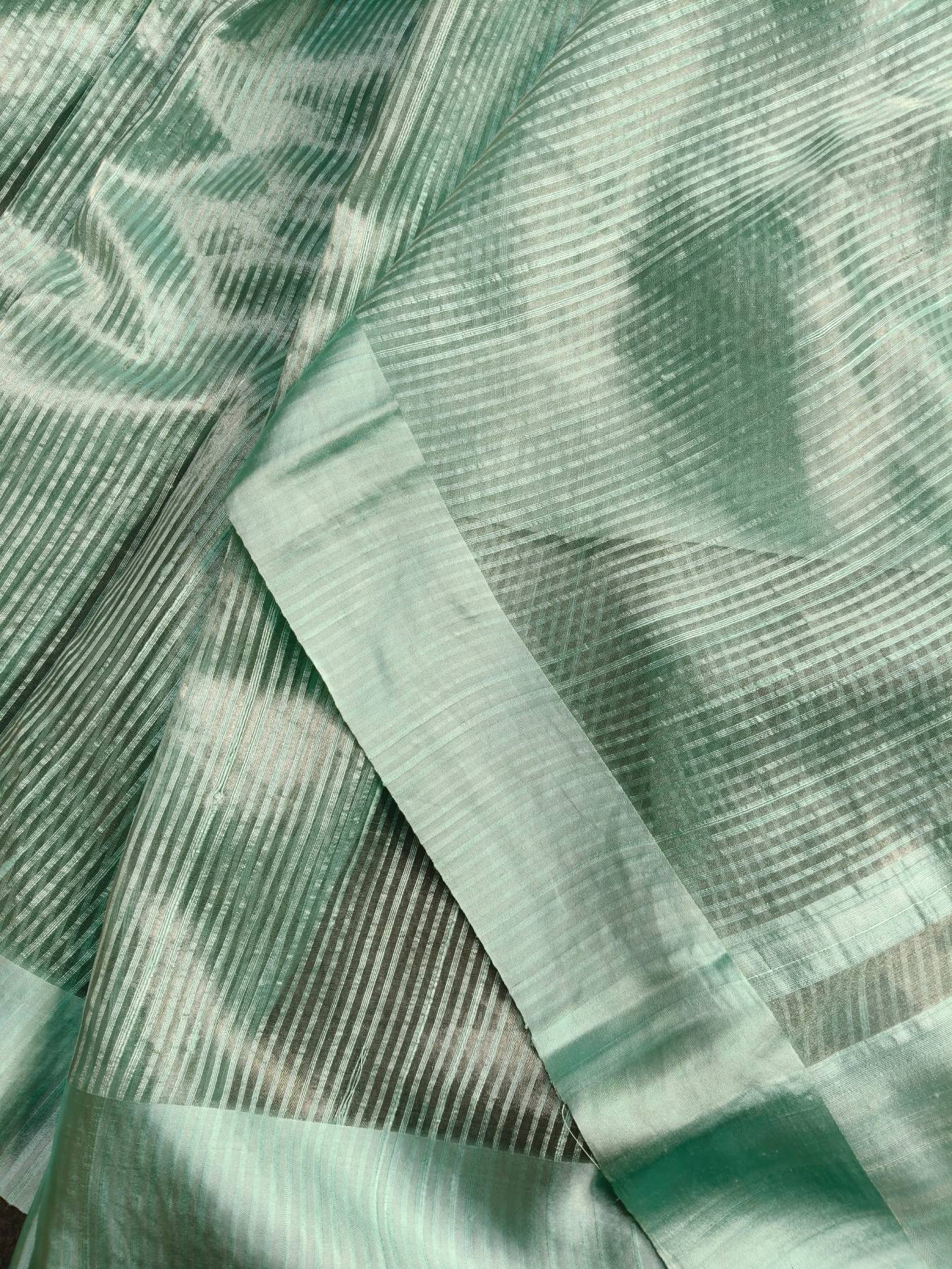 SEA BLUE ORGANZA PURE HANDLOOM BANARASI SAREE
