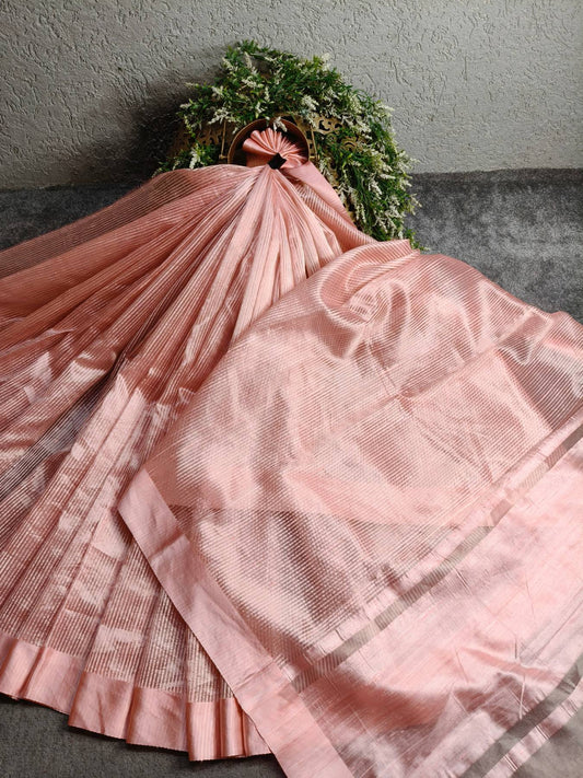 PEACH ORGANZA PURE HANDLOOM BANARASI SAREE