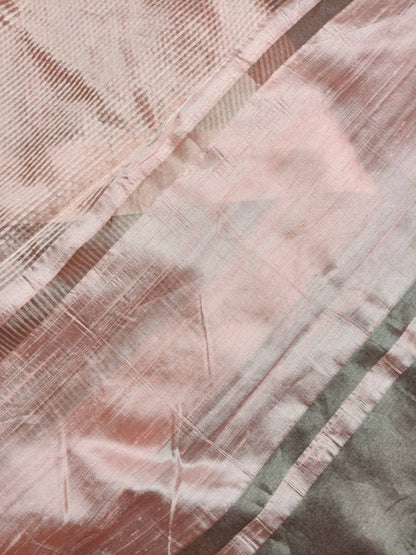 PEACH ORGANZA PURE HANDLOOM BANARASI SAREE