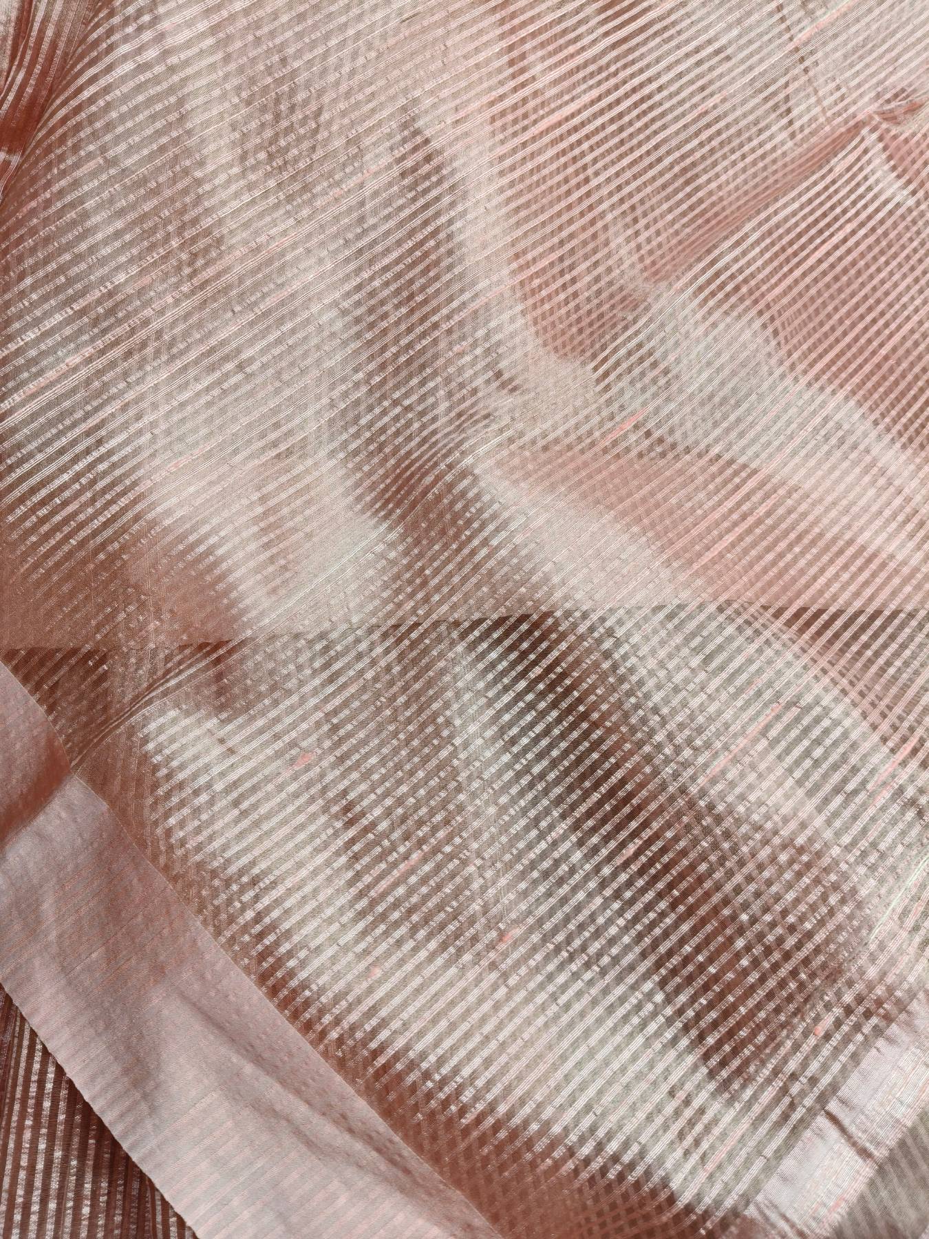 PEACH ORGANZA PURE HANDLOOM BANARASI SAREE