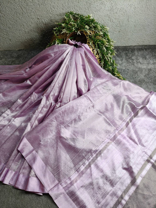 LAVENDER ORGANZA PURE HANDLOOM BANARASI SAREE