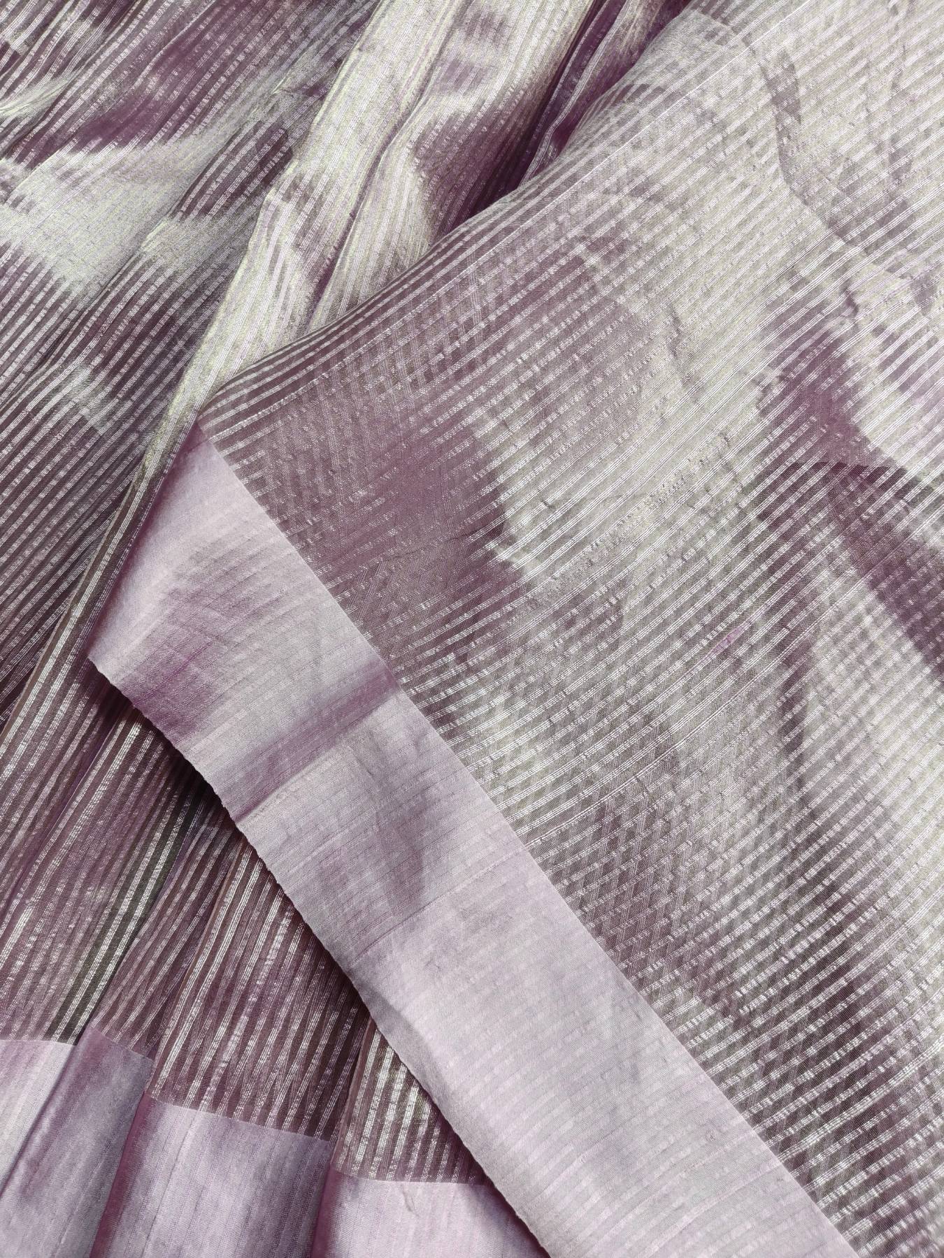 LAVENDER ORGANZA PURE HANDLOOM BANARASI SAREE