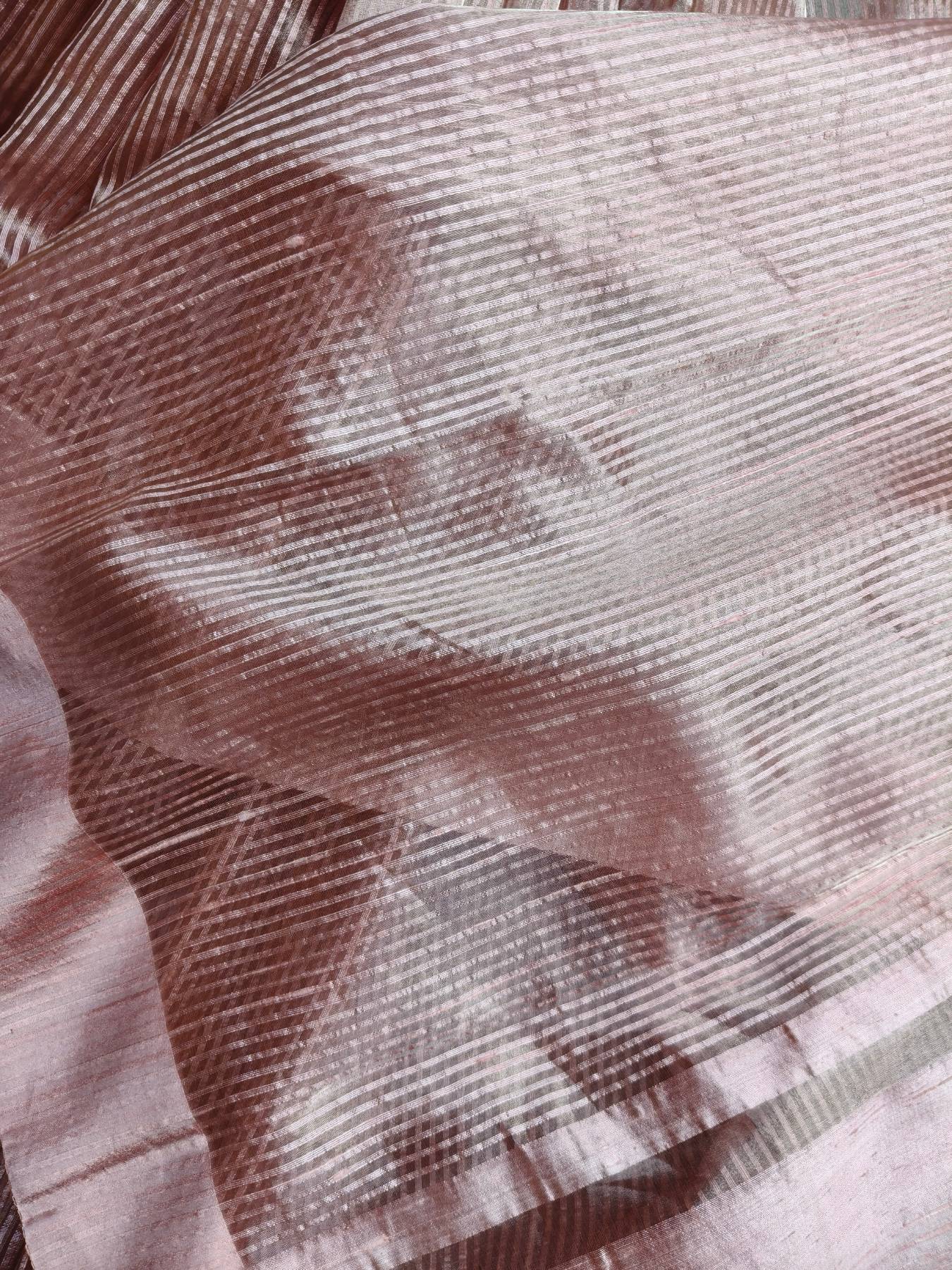 DARK PEACH ORGANZA PURE HANDLOOM BANARASI SAREE
