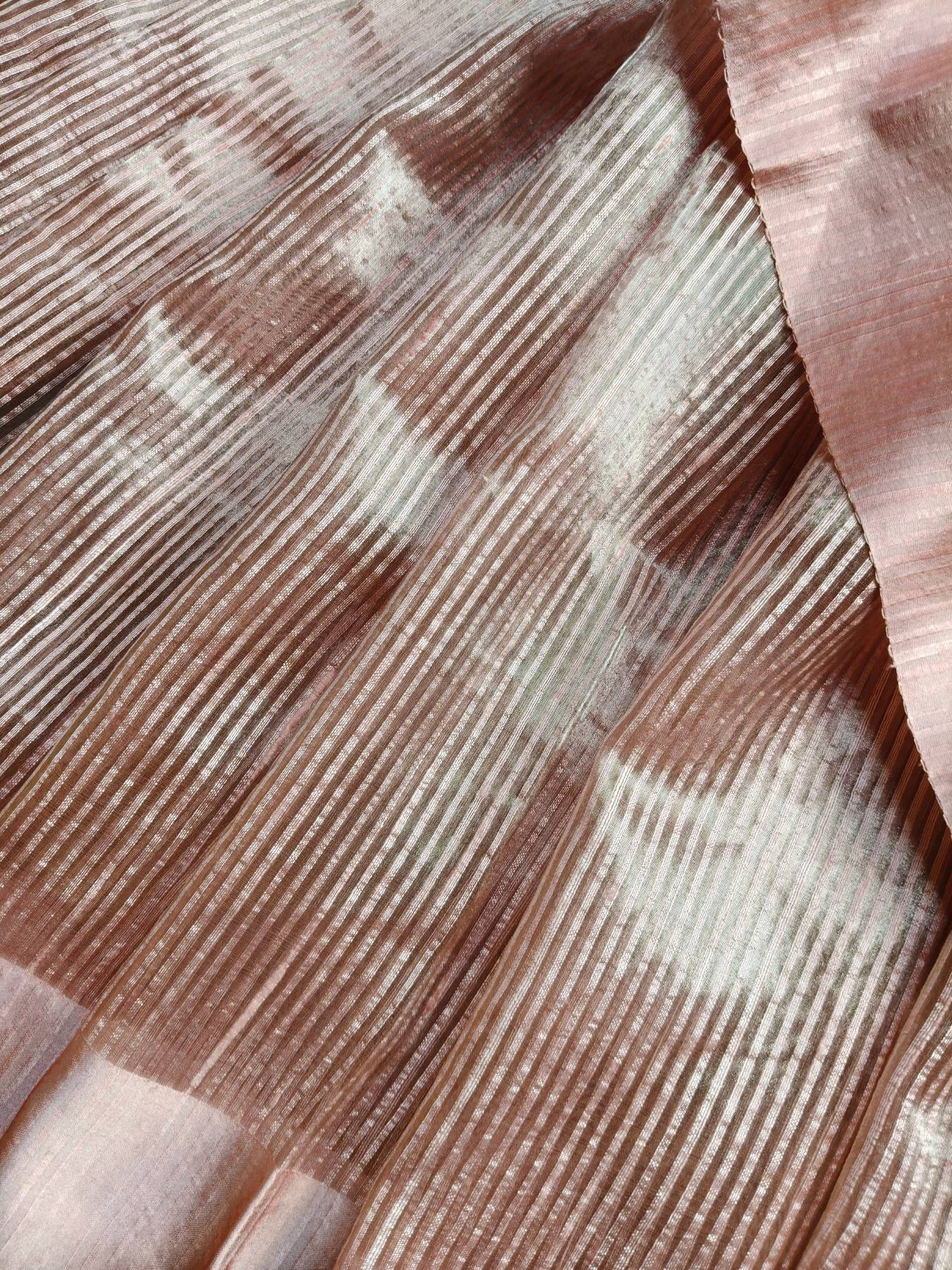DARK PEACH ORGANZA PURE HANDLOOM BANARASI SAREE