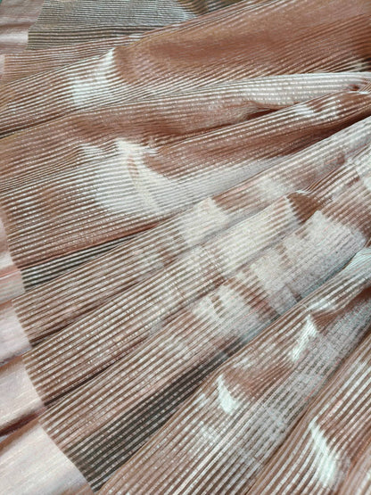 DARK PEACH ORGANZA PURE HANDLOOM BANARASI SAREE