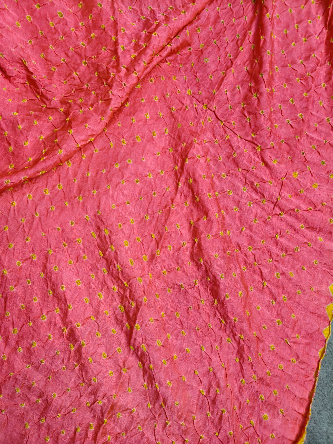 CORAL GAJJI SILK PURE HANDLOOM BANDHEJ SAREE