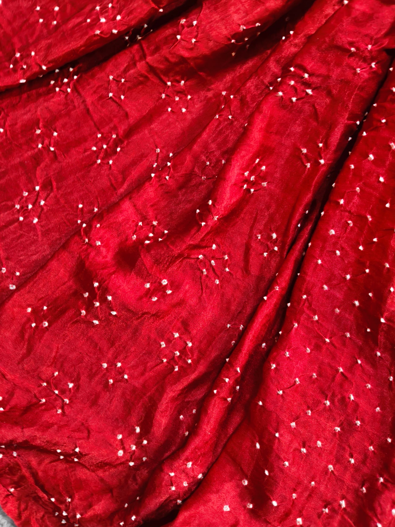 RED PINK GAJJI SILK PURE HANDLOOM BANDHEJ SAREE
