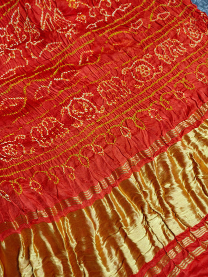 PINK GAJJI SILK PURE HANDLOOM BANDHEJ SAREE