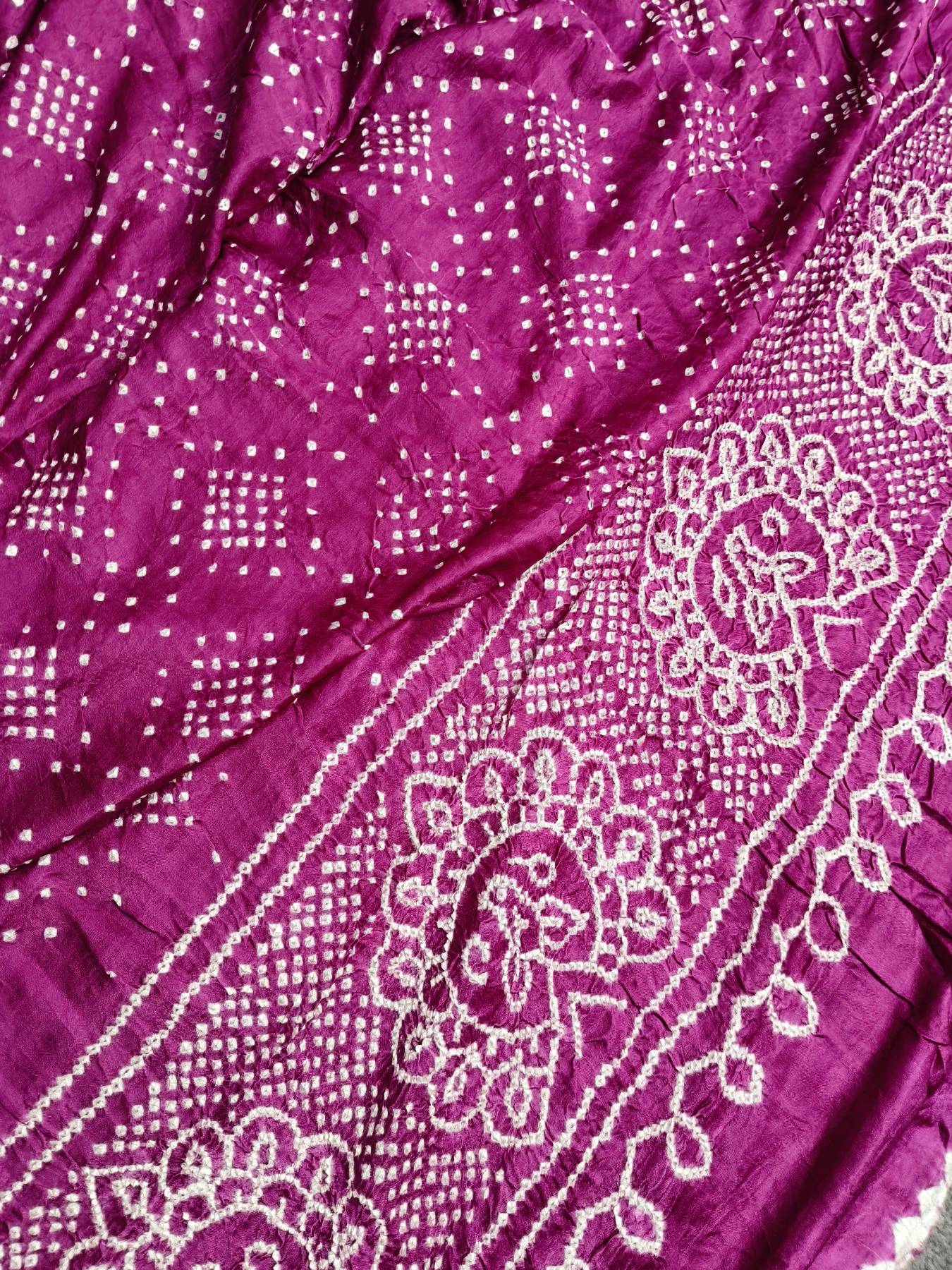 PURPLE GAJJI SILK PURE HANDLOOM BANDHEJ SAREE