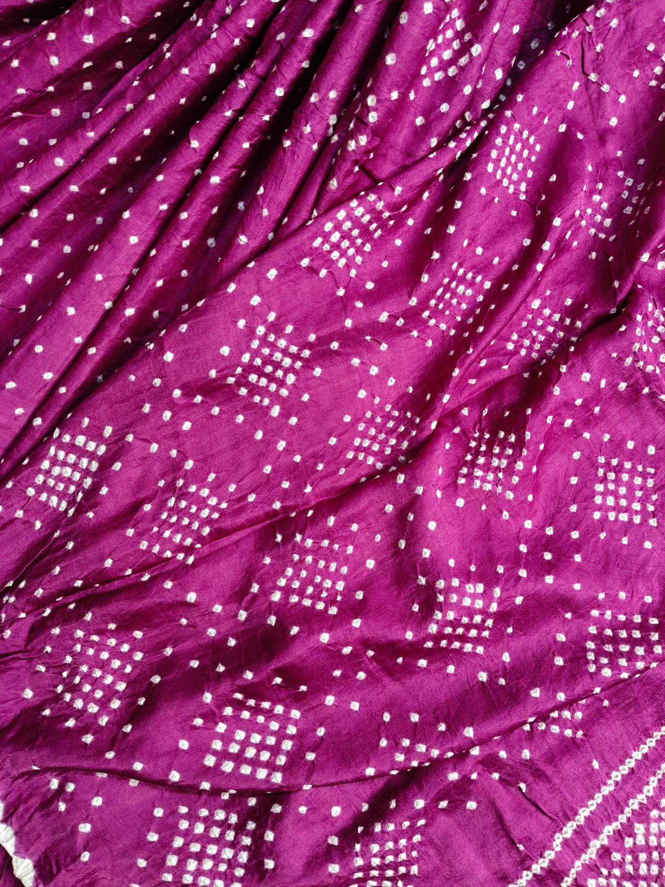 PURPLE GAJJI SILK PURE HANDLOOM BANDHEJ SAREE