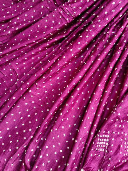 PURPLE GAJJI SILK PURE HANDLOOM BANDHEJ SAREE