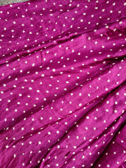 PURPLE GAJJI SILK PURE HANDLOOM BANDHEJ SAREE