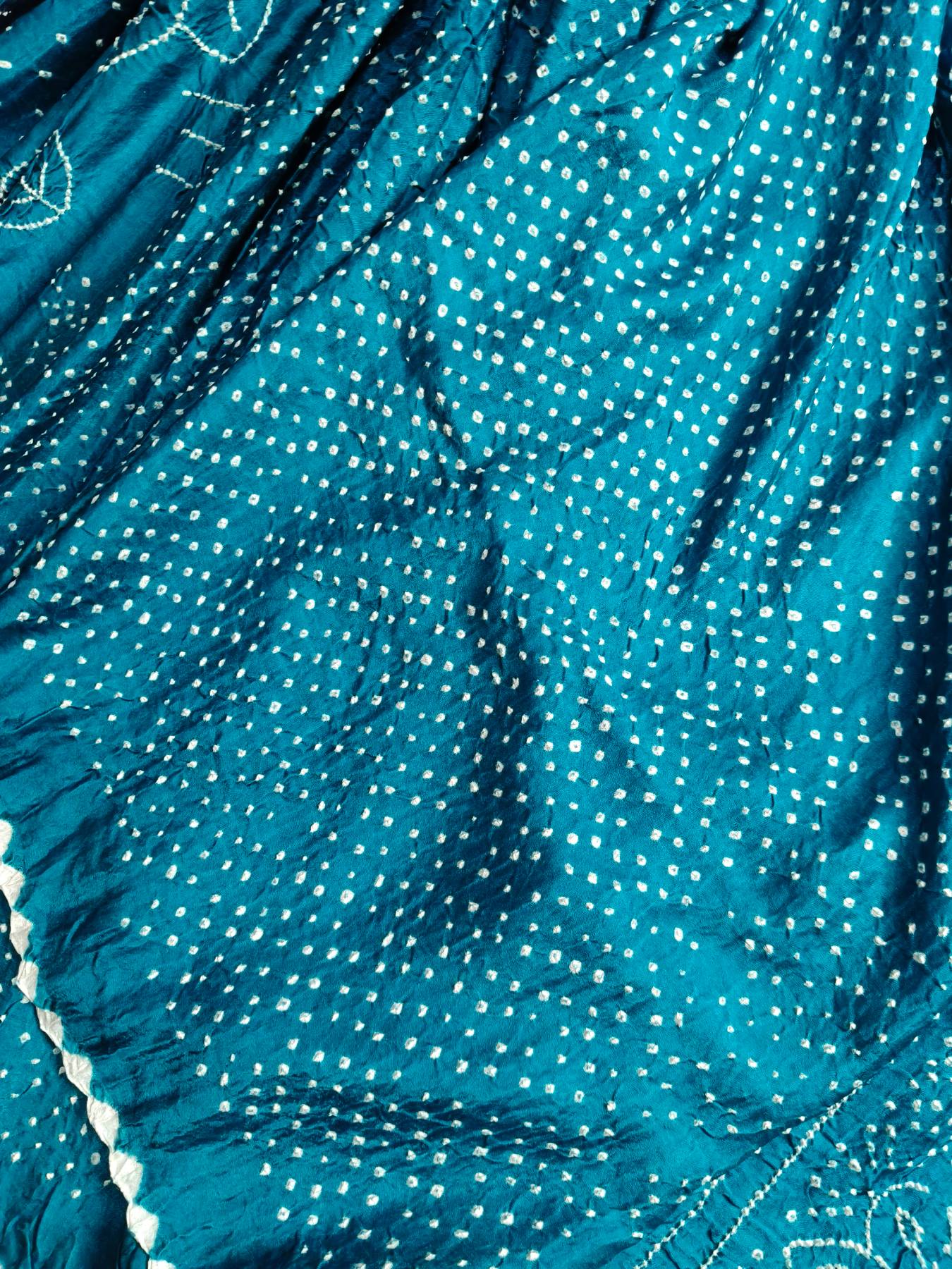 TEAL BLUE GAJJI SILK PURE HANDLOOM BANDHEJ SAREE