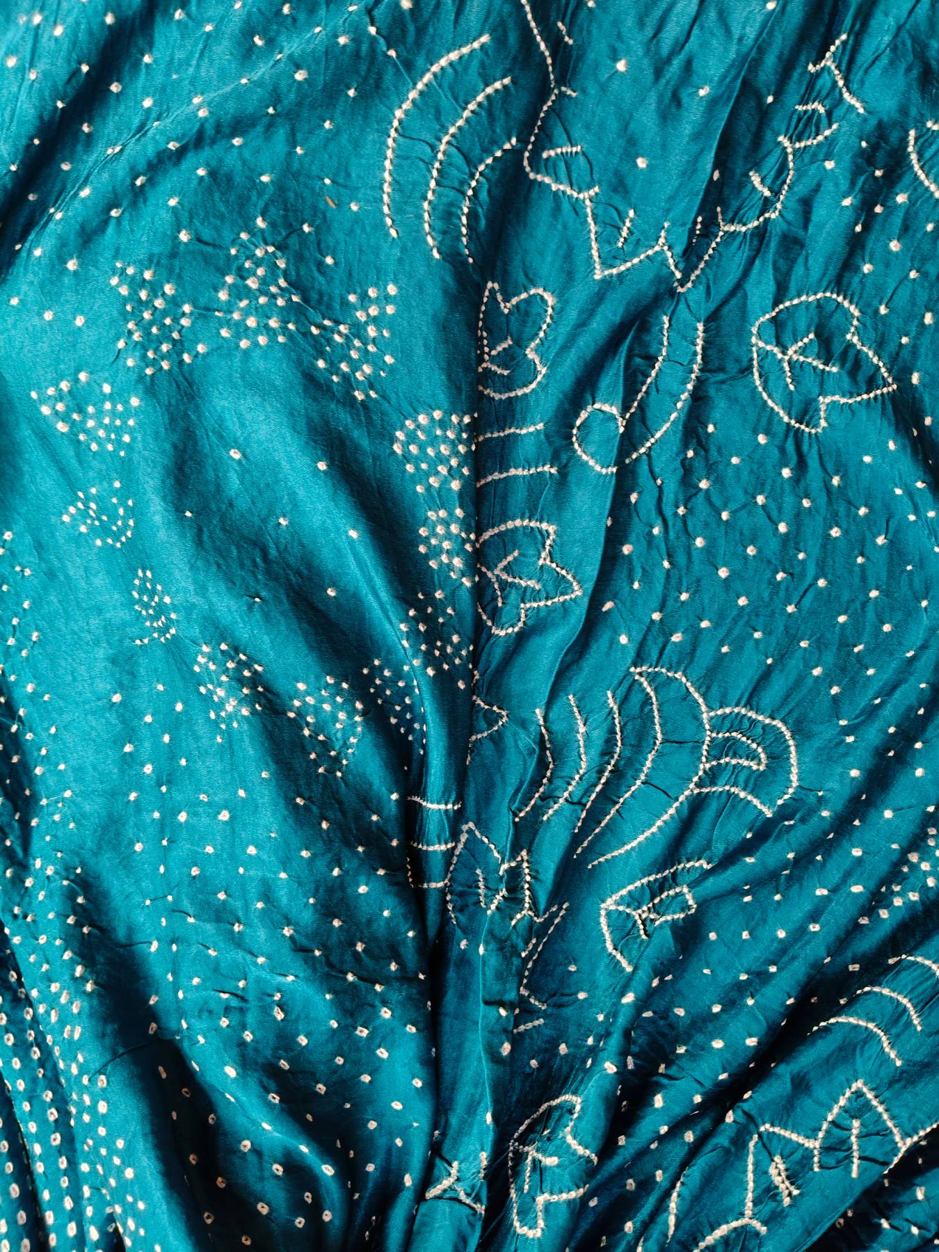 TEAL BLUE GAJJI SILK PURE HANDLOOM BANDHEJ SAREE