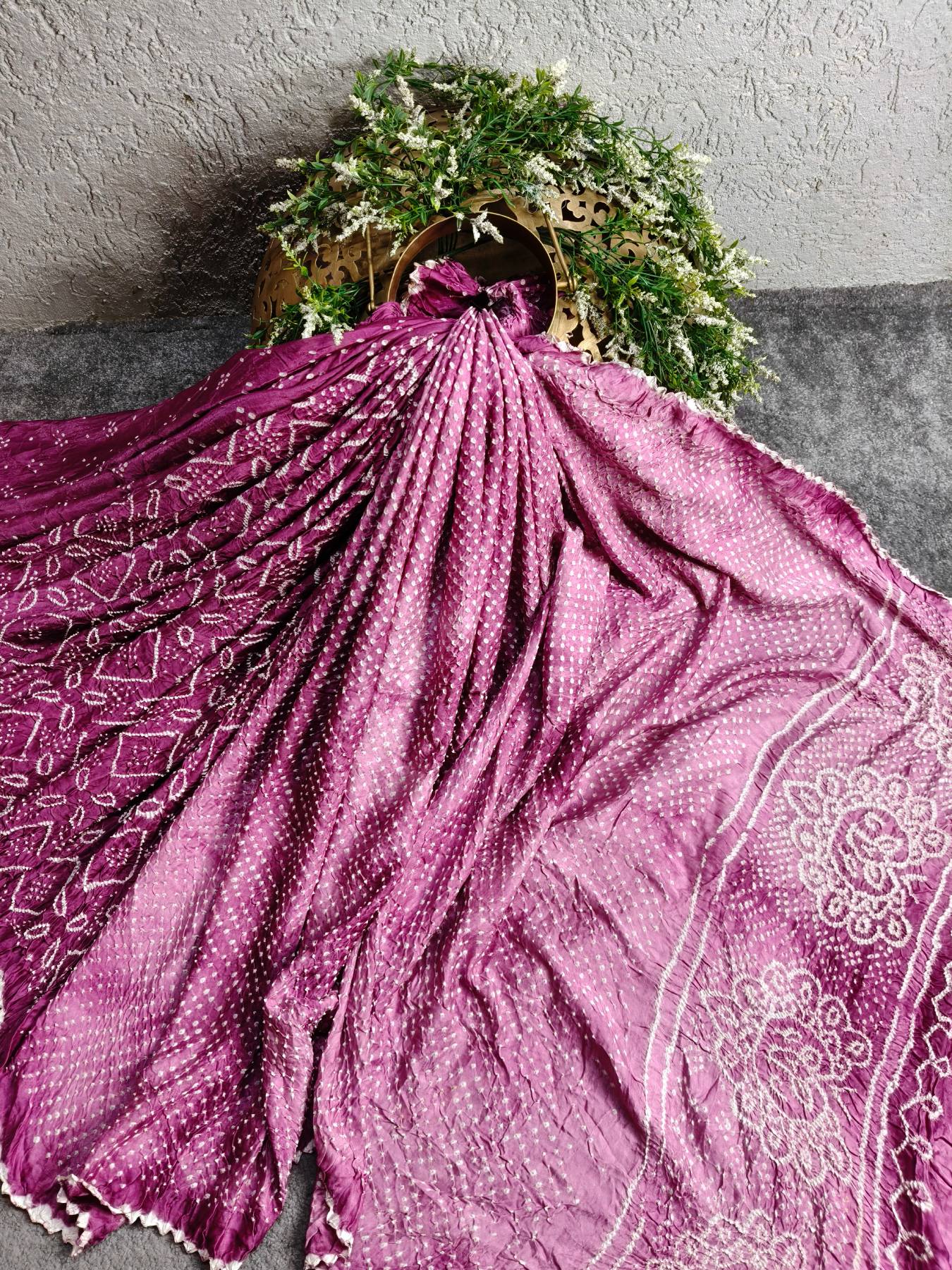 ROUGE PINK GAJJI SILK PURE HANDLOOM BANDHEJ SAREE