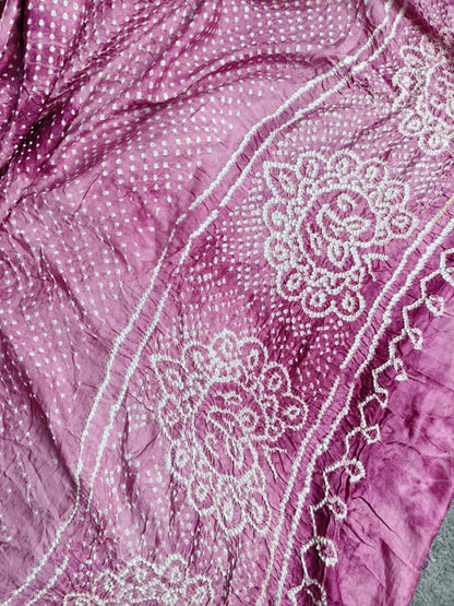 ROUGE PINK GAJJI SILK PURE HANDLOOM BANDHEJ SAREE
