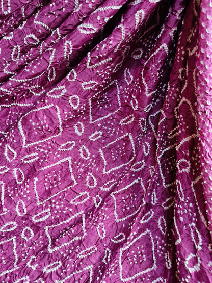 ROUGE PINK GAJJI SILK PURE HANDLOOM BANDHEJ SAREE