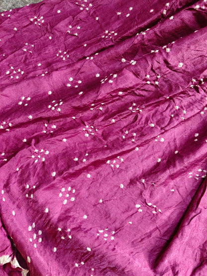 ROUGE PINK GAJJI SILK PURE HANDLOOM BANDHEJ SAREE