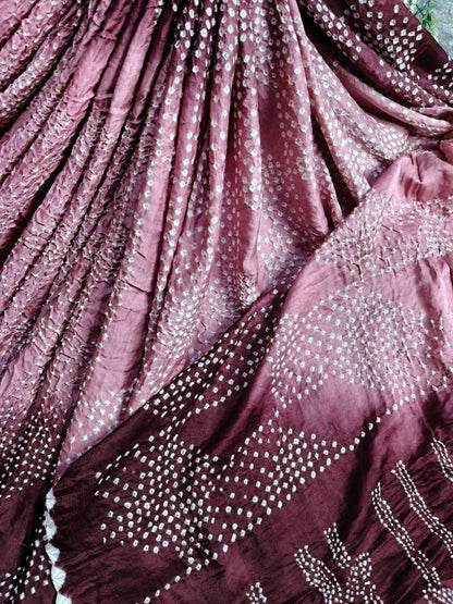 CREPE PINK TUSSAR PURE HANDLOOM BANDHEJ SAREE