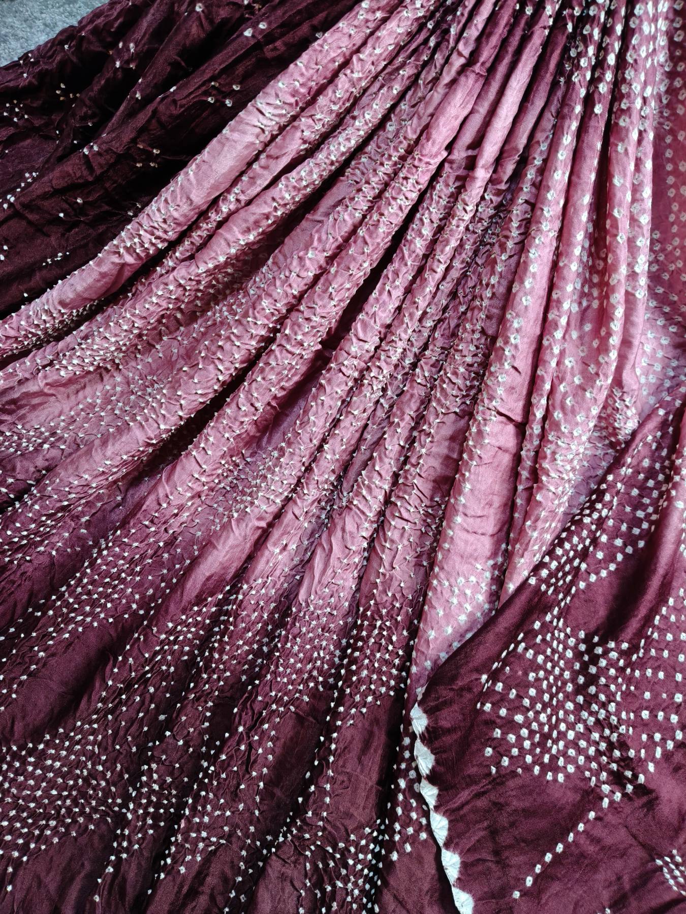 CREPE PINK TUSSAR PURE HANDLOOM BANDHEJ SAREE