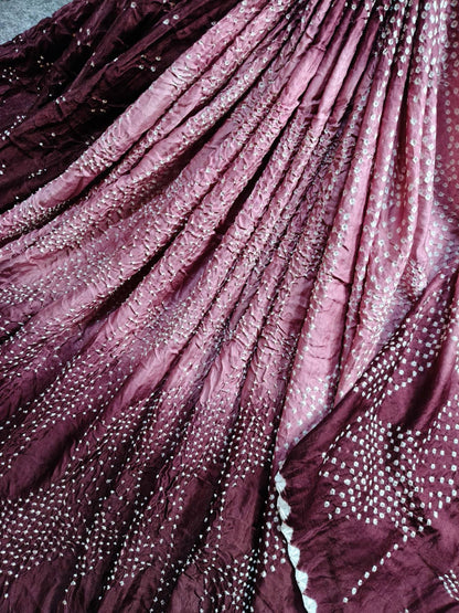 CREPE PINK TUSSAR PURE HANDLOOM BANDHEJ SAREE