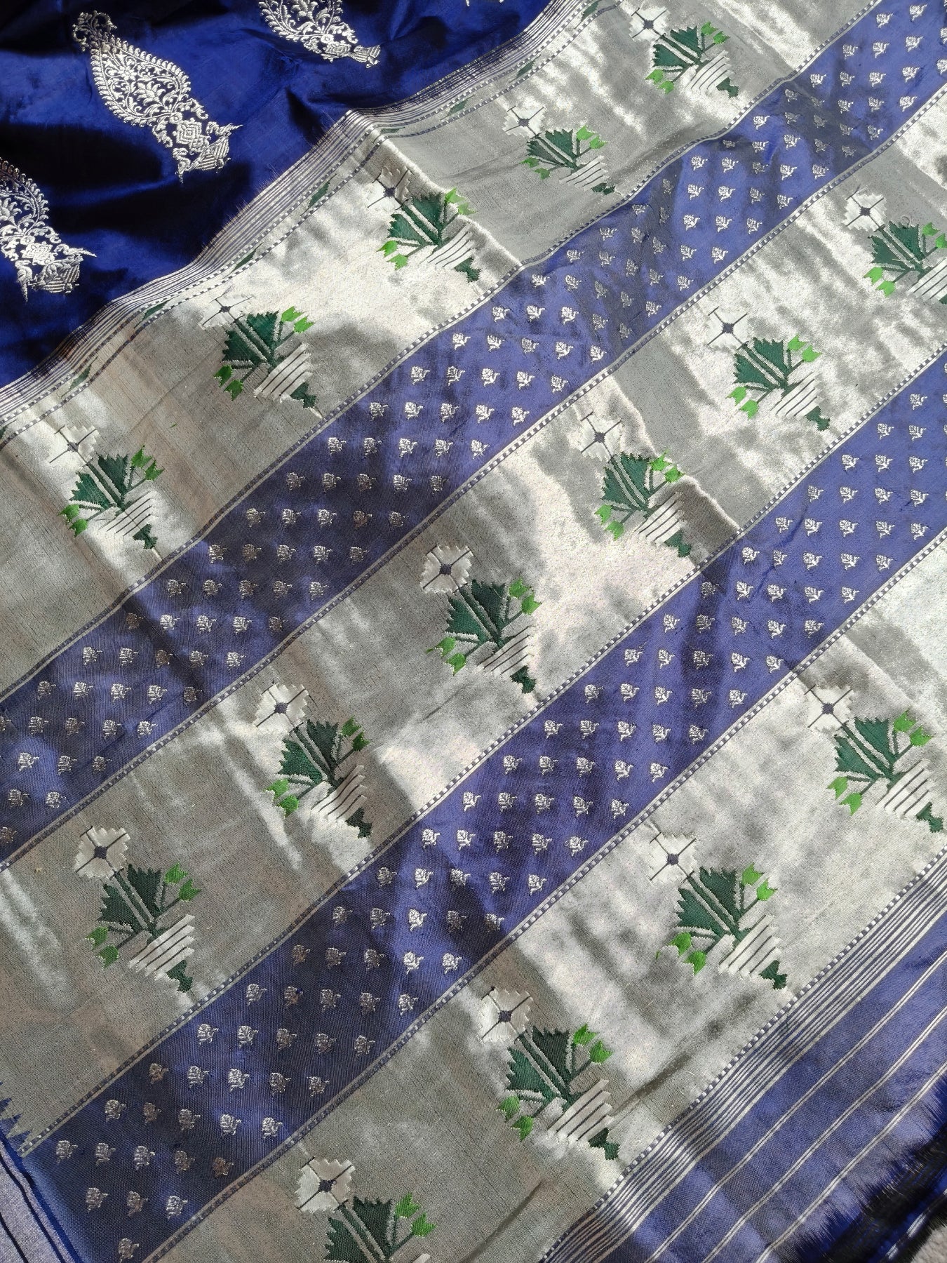 INK BLUE SILK PURE HANDLOOM PAITHANI SAREE