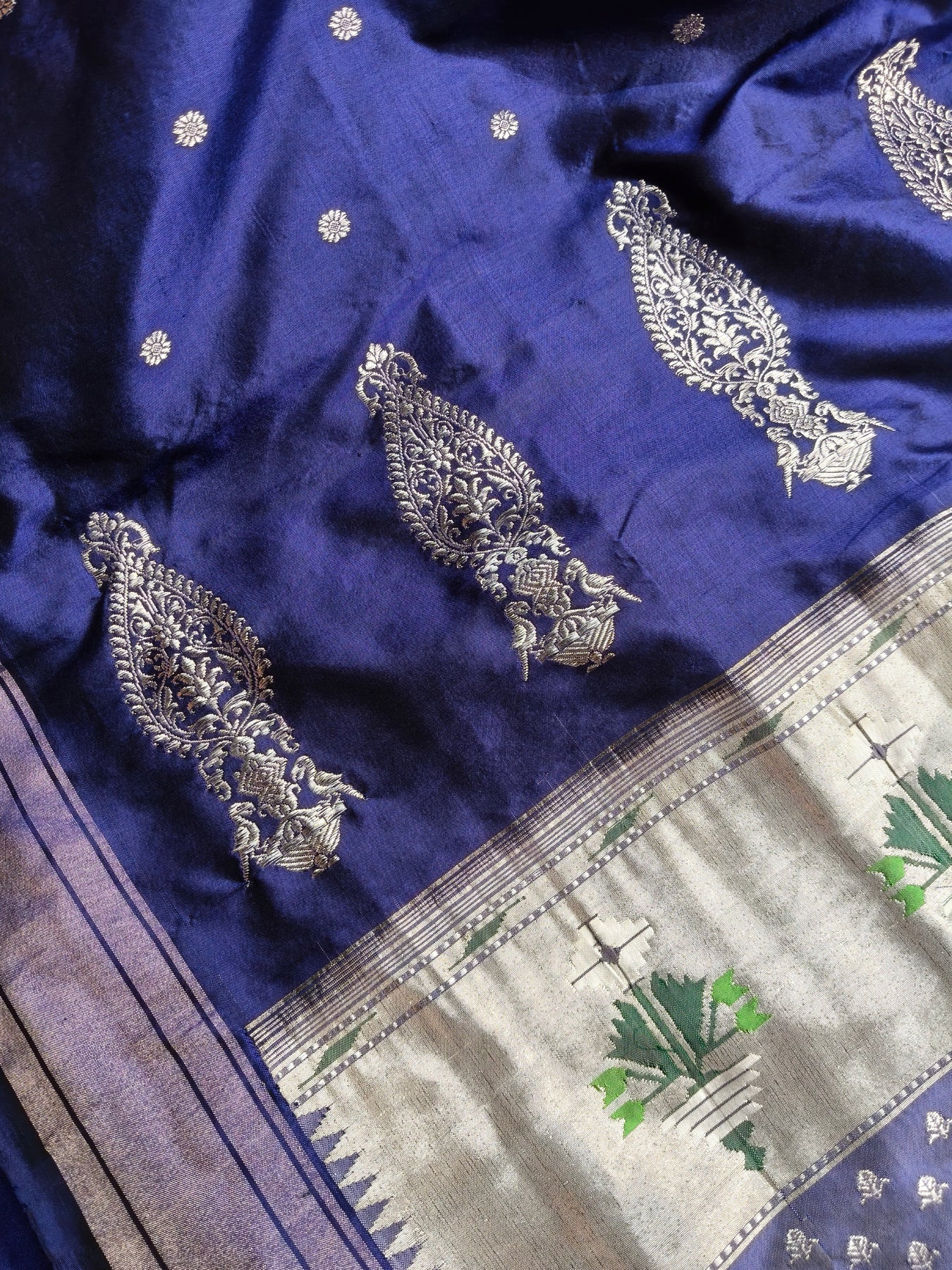 INK BLUE SILK PURE HANDLOOM PAITHANI SAREE