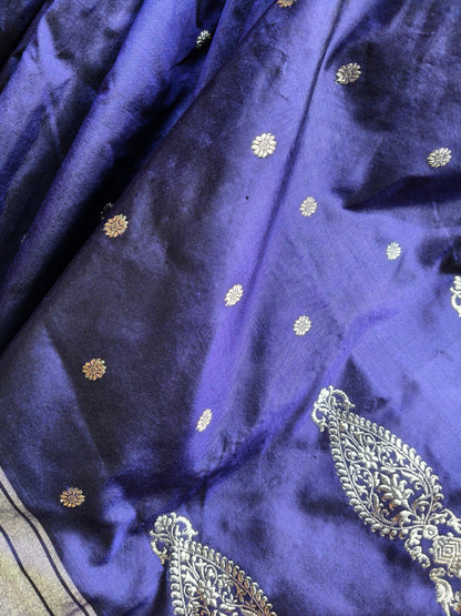 INK BLUE SILK PURE HANDLOOM PAITHANI SAREE