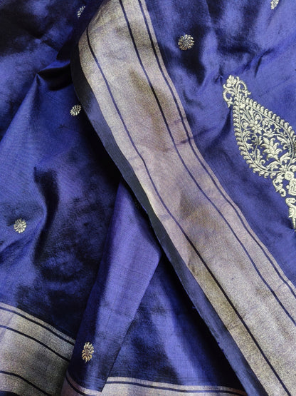 INK BLUE SILK PURE HANDLOOM PAITHANI SAREE