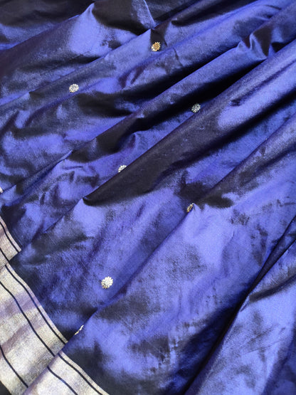 INK BLUE SILK PURE HANDLOOM PAITHANI SAREE