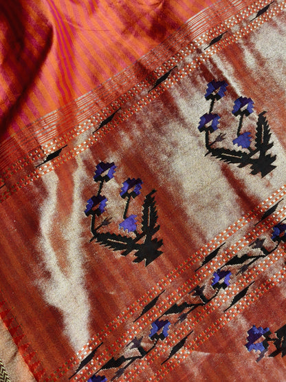 ORANGE SILK PURE HANDLOOM PAITHANI SAREE