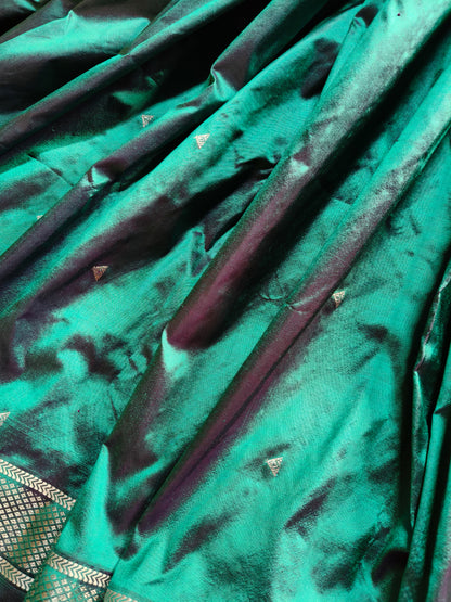 RAMA GREEN SILK PURE HANDLOOM PAITHANI SAREE