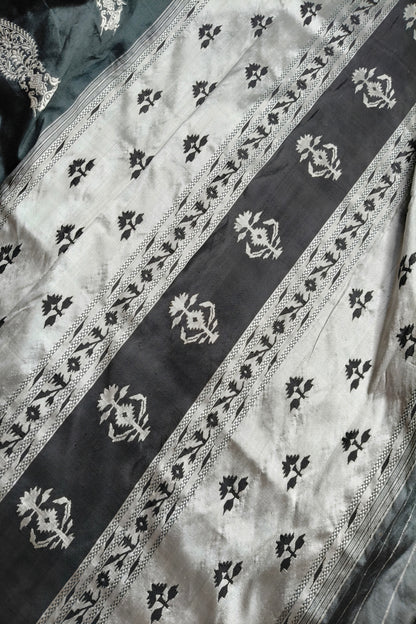 GREY SILK PURE HANDLOOM PAITHANI SAREE