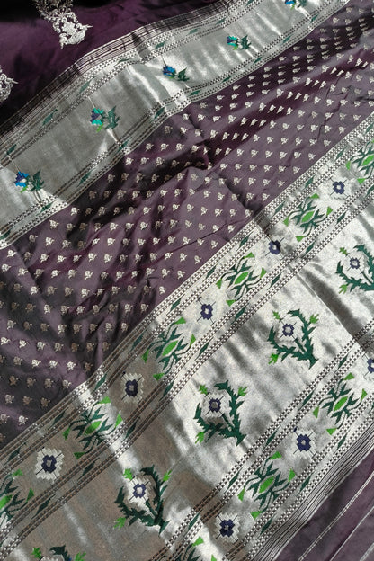 DARK WINE SILK PURE HANDLOOM PAITHANI SAREE