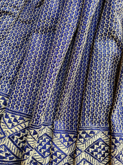 PURPLE SILK PURE HANDLOOM KANTHA SAREE