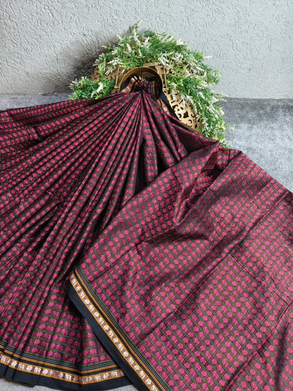 PINK MULBERRY SILK PURE HANDLOOM KHUN SAREE