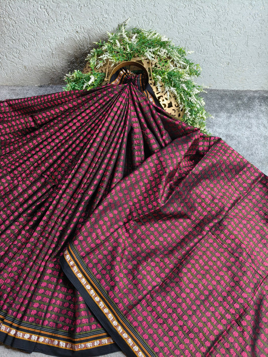 PINK MULBERRY SILK PURE HANDLOOM KHUN SAREE