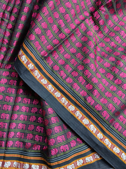 PINK MULBERRY SILK PURE HANDLOOM KHUN SAREE