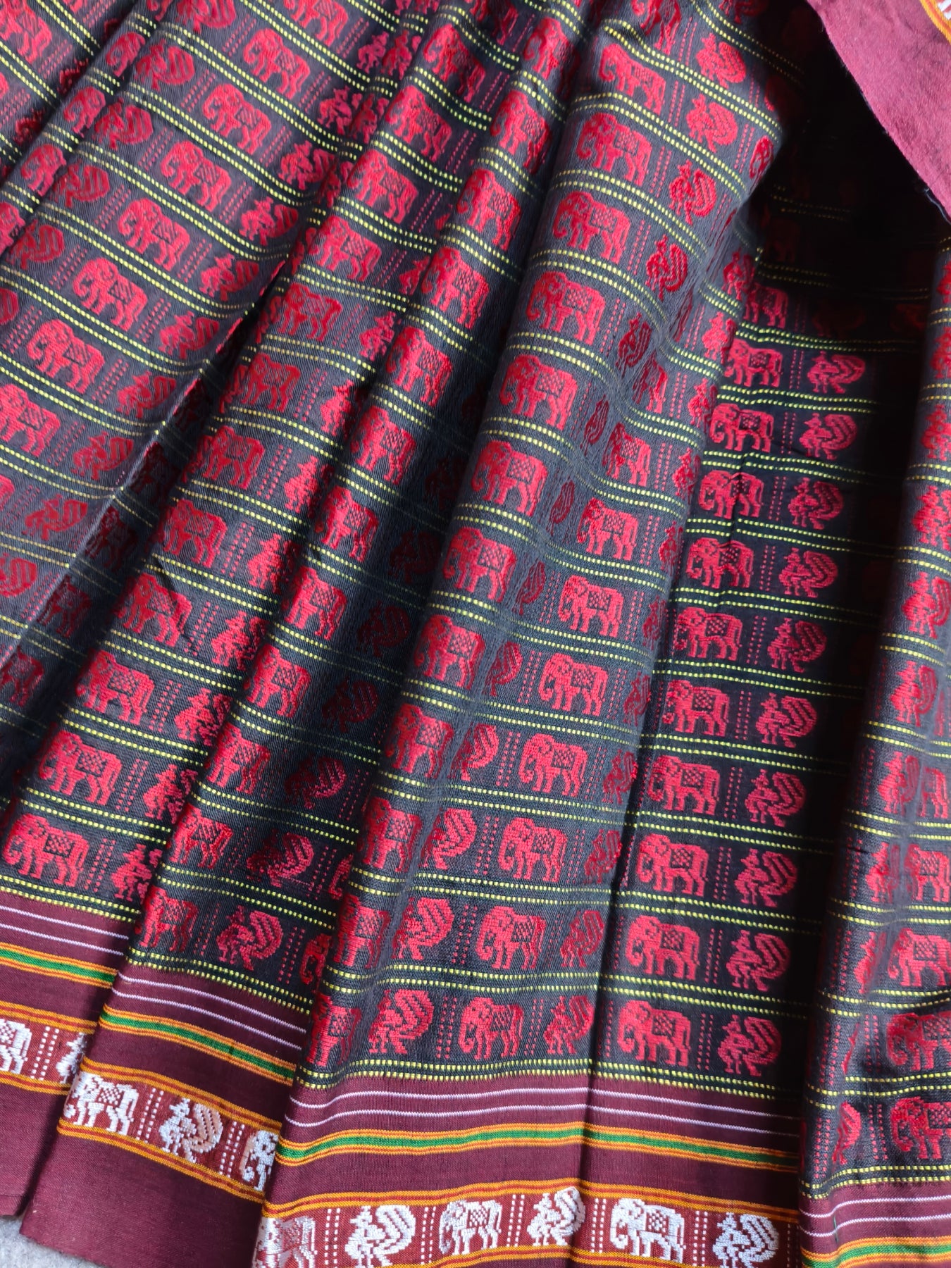 MAROON MULBERRY SILK PURE HANDLOOM KHUN SAREE