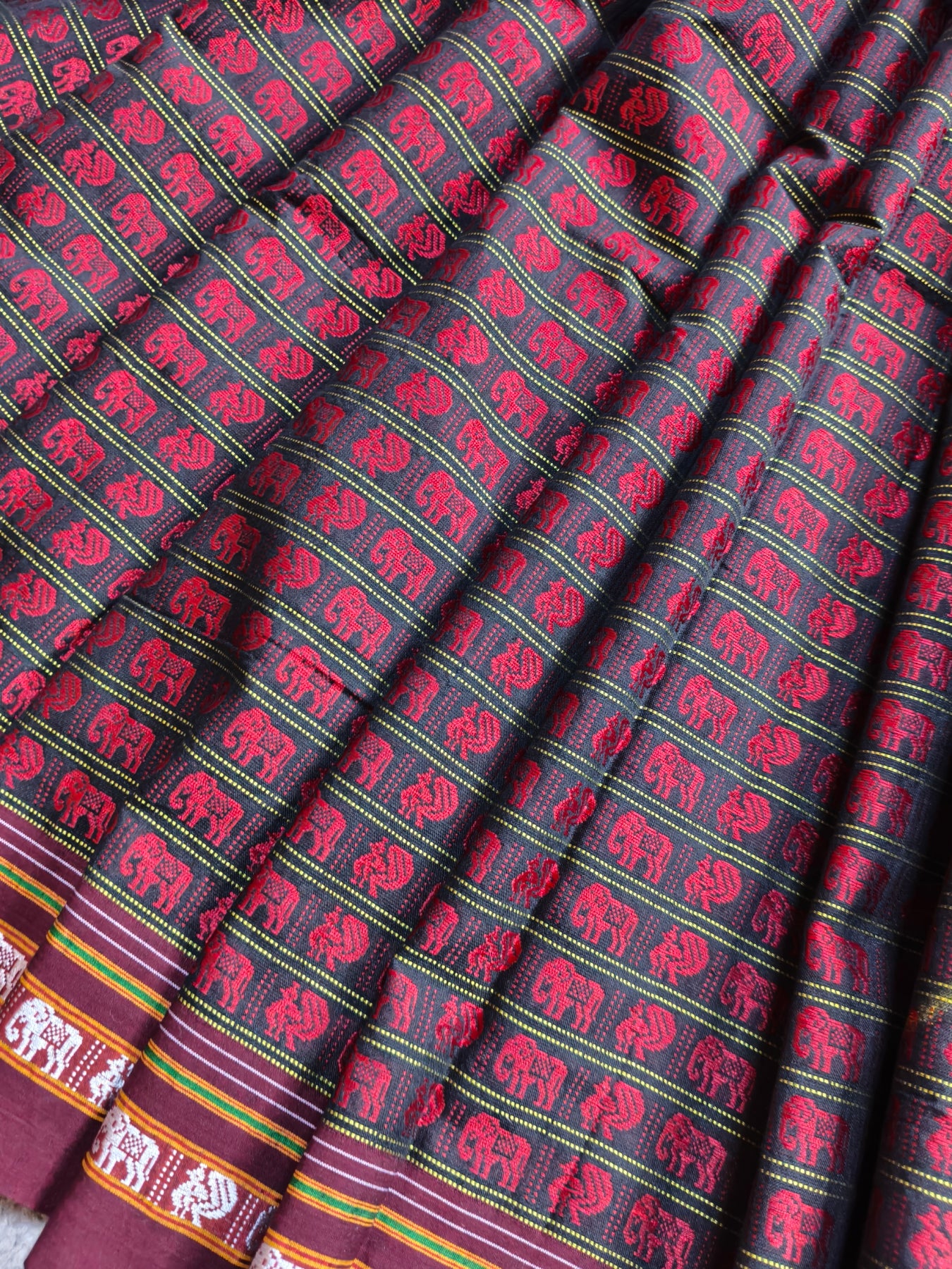 MAROON MULBERRY SILK PURE HANDLOOM KHUN SAREE